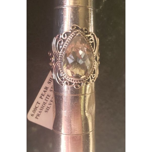 Sterling Silver 6CT Prasiolite pear-shaped ring Sz 6.25 NWT - Picture 6 of 6